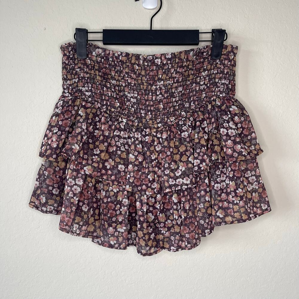 NEW Altar’d State Floral Bubble Skirt Skort Brown - Size L